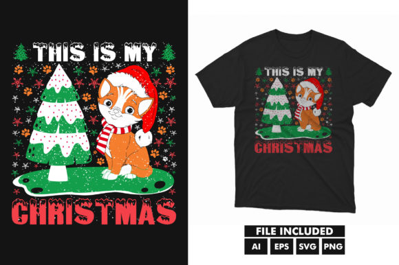 Cat Christmas SVG T-shirt Design