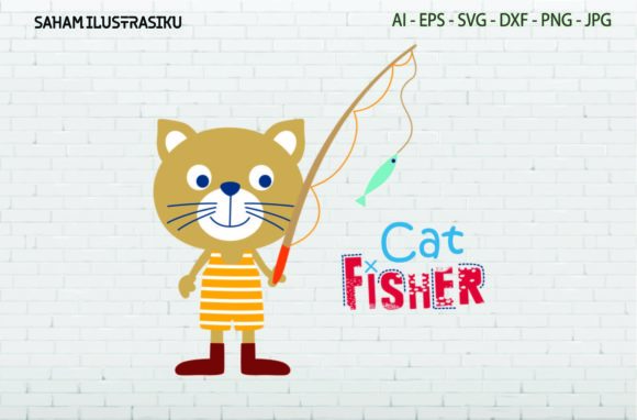 Cat Fiahing Svg