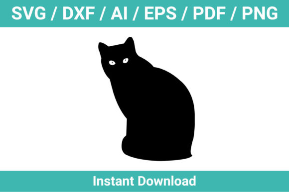 Cat Silhouette SVG Cut File Graphic