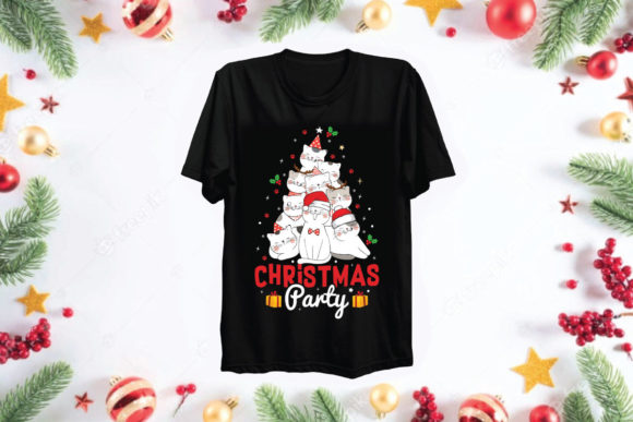 Christmas Cat Party SVG T-Shirt Design