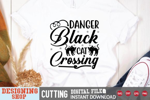 Danger Black Cat Crossing Svg