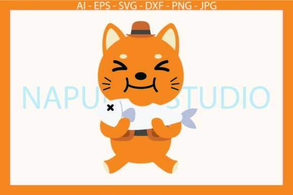 Fishing Cat, Eating SVG EPS
