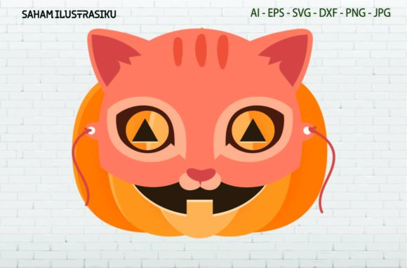 Halloween Pumpkin Cat Mask Svg