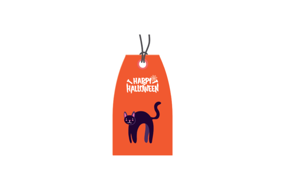 Halloween Tag Label Cat Black Svg