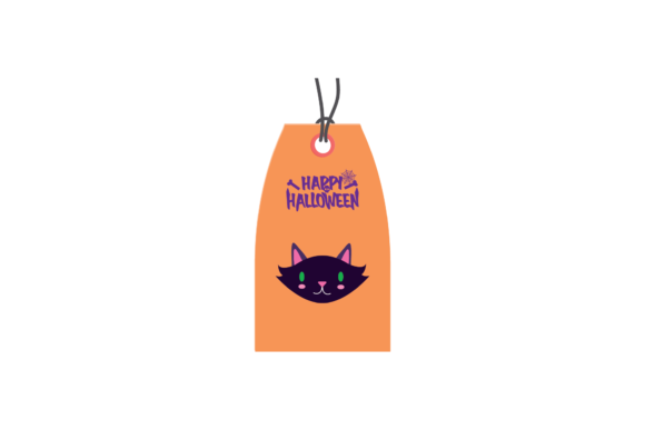 Halloween Tag Label Cat Ghost Svg