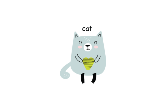 Hand Drawing Heart Cat Animal Svg