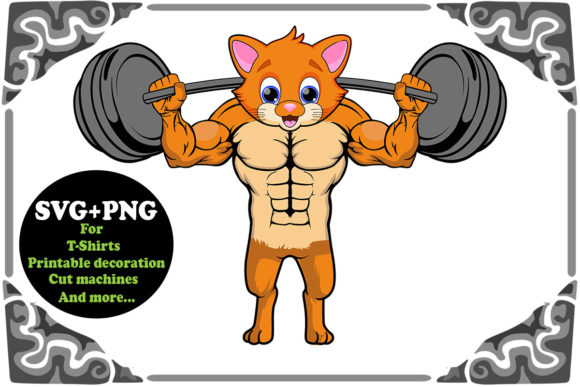 Kitten Cat Bodybulding SVG and PNG