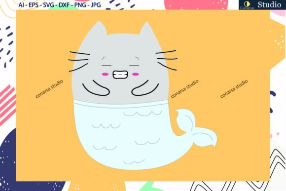 Mermaid,cat Kawaii Svg