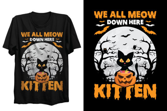 Pumpkin Kitten Halloween Svg T-Shirt
