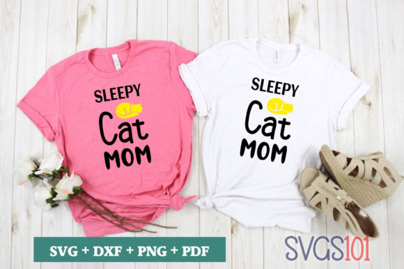 Sleepy Cat Mom SVG Artwork